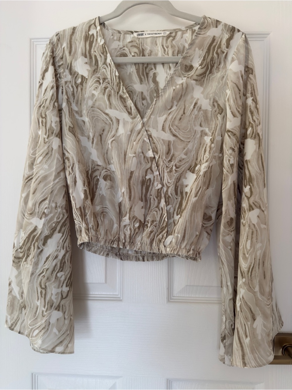 12th Tribe x The Salty Blonde Marble Wrap Bell Sleeve Blouse S